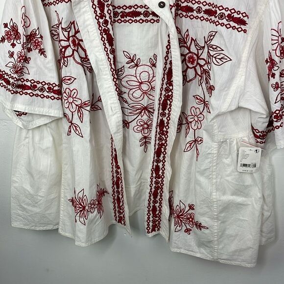 We the Free  Spring Refresh Top In White Embroidered size Large - Picture 5 of 16